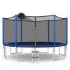 GYMAX Trampoline for Kids, ASTM Approved 12FT 14FT 15FT 16FT Recreational Toddler Trampoline with Enclosure Net, Basketball Hoop, Basketball & Pump, Rebounder for Adults (14FT) view 1