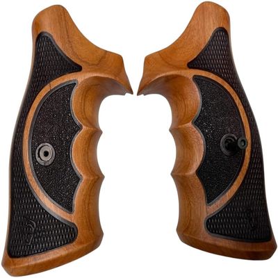 New Two Tones Wood Grip Compatible with Taurrus Raging Bull/Raging Hunter 454 460 480 500 Rough/Checker Padauk & Afzelia Wood #Rag08