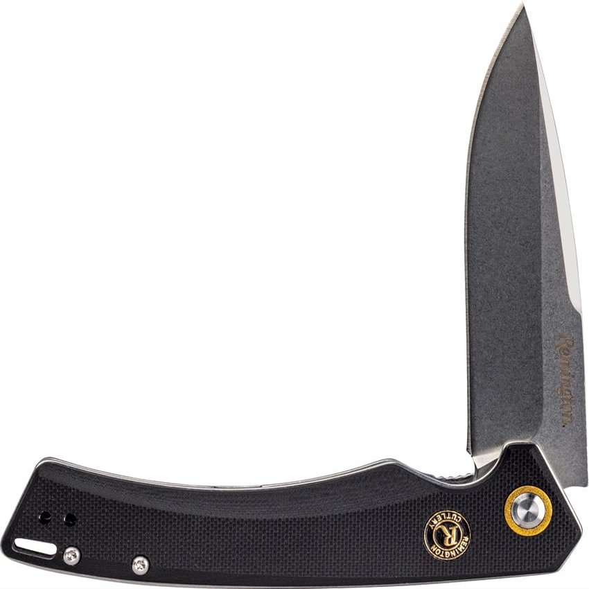 Remington R15734: EDC Drop Point Blade Liner Lock Folder 4.75" Blk G10 Handle