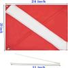 2 Pack Dive Flag 20"x 24" with Removable Stiffening Pole for Scuba Diving Spearfishing Freediving,Use with Float, Buoy, Boat, Flagpole,US Legal Size Diver Down Flag view 3