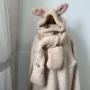MBETA Autumn and Winter Female Sweet Rabbit Ears Lamb Wool Scarf hat Integrated Ushanka Warm kit Student view 4