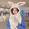 MBETA Autumn and Winter Female Sweet Rabbit Ears Lamb Wool Scarf hat Integrated Ushanka Warm kit Student view 1