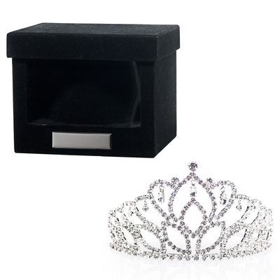 Andersons Mirabella Tiara and Velvet Presentation Box Set, 2.875" silver rhinestone crown for Prom Queen, pageants, weddings, quinceaeras, birthdays, Sweet 16, homecoming, parties, and events