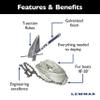 Lewmar PGX Galvanized Fluke Anchor Kit 8 lbs., for Boats up to 24', Includes Anchor, 5' of 1/4" G4 Chain, 125' of 1/2" 3-Strand rode - 2020222277 view 4