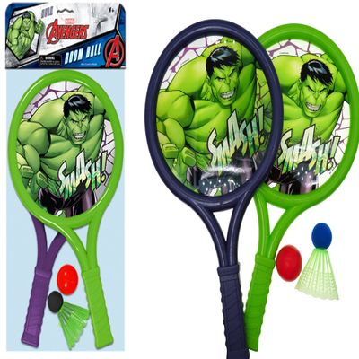 JA-RU Marvel Hulk Racket Ball Bundle Set Game (1 Pack, 2 Rackets) Plastic Paddle Tennis Racket Toys for Kids & Teens. Fun Indoor & Outdoor Summer Sports Games & Pool Beach Activities B-6826-1s