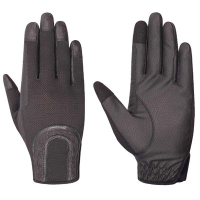 Joanna Hybrid Leather and Mesh, Equestrian Horse Riding Gloves, Black (Small 6)