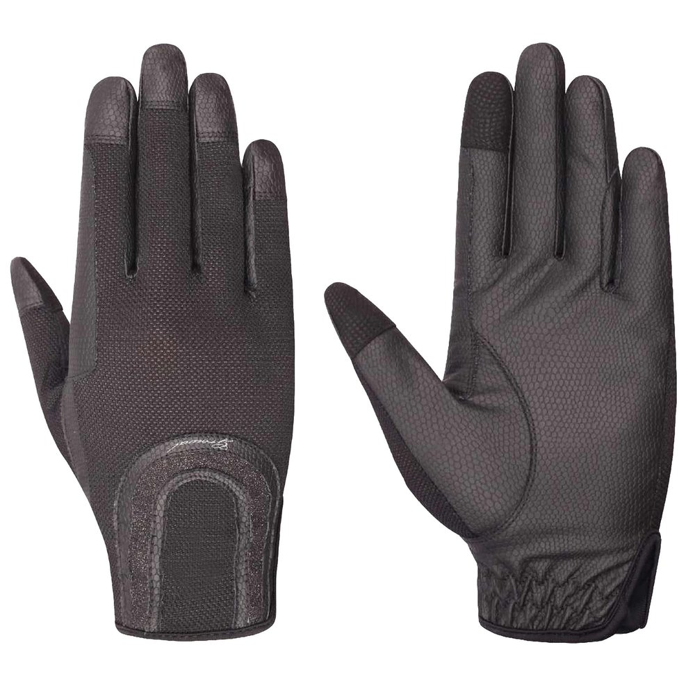 Joanna Hybrid Leather and Mesh, Equestrian Horse Riding Gloves, Black (Small 6)