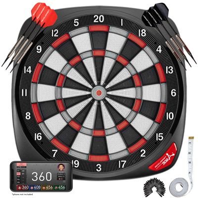Accudart SDB 4.0 Electronic Soft Tip Smart Dartboard with Online Game Play - Stat Tracker - Custom Profile & Rankings - Regulation Sized 15.5" - Missed Shot Detection  Impact noise reduction system