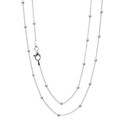 VN Jewelry Silver Necklace for Women 925 Silver Ball Beaded Chain Necklace Layered Stack Chain Choker Necklace 16" 18" 19" 20" 21" 22" 24" in (19 In)