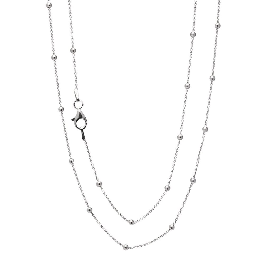 VN Jewelry Silver Necklace for Women 925 Silver Ball Beaded Chain Necklace Layered Stack Chain Choker Necklace 16" 18" 19" 20" 21" 22" 24" in (19 In)