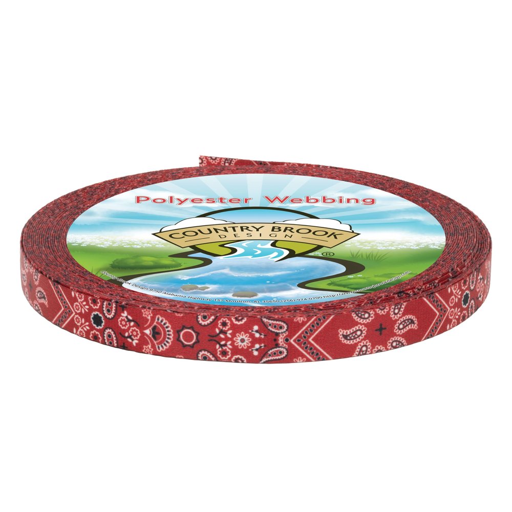 Country Brook Design - Red Bandana Photo Quality Polyester (1/2 Inch, 10 Yards)