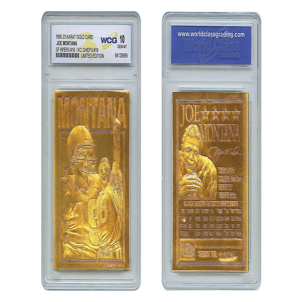 1995 Joe Montana SF 49ers / KC Chiefs 23K Gold Sculptured Card - Graded GEM Mint 10