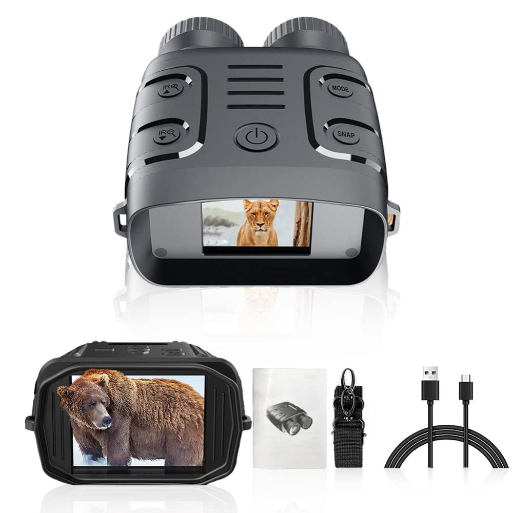 Night Vision Goggles, R18 Digital Night Vision Binoculars for Total Dark, 2.4'' 1080p Photo & Video Infrared Night Vision Scope for Hunting Travel Surveillance
