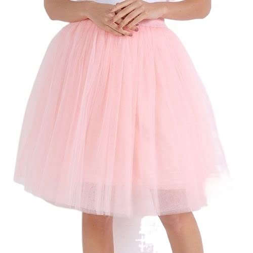5 Layers 60cm Midi Tulle Skirt Princess Womens Adult Tutu Fashion Clothing Faldas Saia Femininas Jupe Summer Style (Color : Peach, Size : One Size)