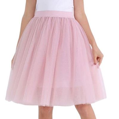 5 Layers 60cm Midi Tulle Skirt Princess Womens Adult Tutu Fashion Clothing Faldas Saia Femininas Jupe Summer Style (Color : Dusty pink, Size : One Size)
