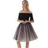 5 Layers 60cm Princess Midi Tulle Skirt Pleated Dance Tutu Skirts Womens Lolita Petticoat Party Puffy Skirts (Color : Black pink, Size : One Size) view 1