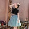 5 Layers 60cm Princess Midi Tulle Skirt Pleated Dance Tutu Skirts Womens Lolita Petticoat Party Puffy Skirts (Color : Black pink, Size : One Size) view 4