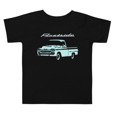 1958 Chevy Apache Fleetside Antique Pickup Truck Custom Toddler Short Sleeve Tee Black