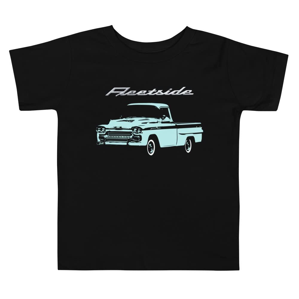 1958 Chevy Apache Fleetside Antique Pickup Truck Custom Toddler Short Sleeve Tee Black