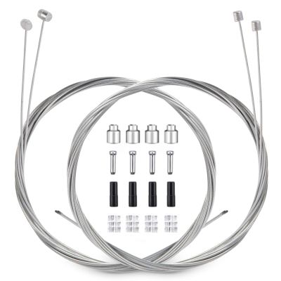 4PCS Bike Brake Cable Gear Shifter Cable Wire Set, Universal Standard Bicycle Brake Cable, Professional Bicycle brake line for Mountain and MTB Bike with Free Cable Cap End Crimps Accessories 2M