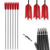 AMEYXGS 12 Pcs Archery Hunting Arrows Mix Carbon 30 Inch Flu Flu Arrows Spine 500 Target Practice Arrows with 4 Turkey Feather Replaceable Arrowhead for Outdoor Hunting Shooting (Red) view 1