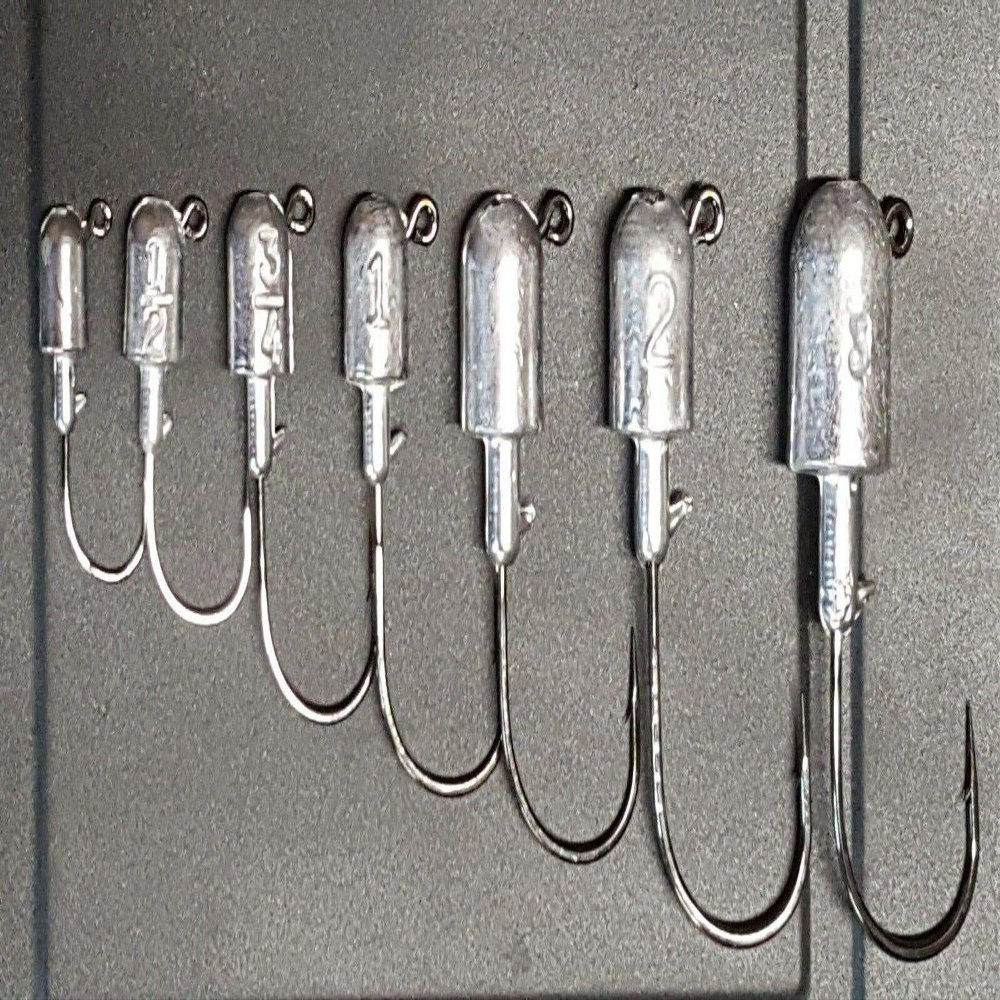 10 Unpainted Bullet Jig Head Striper Fluke Bass Cod Saltwater Lure Ultra Point 1.5oz
