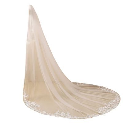 EllieWely Long 1 Tier Lace Wedding Bridal Veil With Metal Comb F10 3 M White