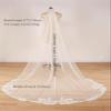 EllieWely Long 1 Tier Lace Wedding Bridal Veil With Metal Comb F10 3 M White view 3
