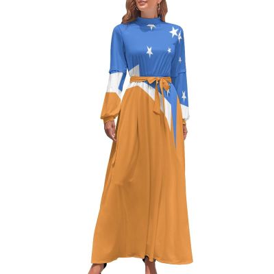 Skirts for Womens Summer Fall Dress Top Tierra Del Fuego Province-Argentina Flag Casual V Neck Long Dress for Fashion Womens Dress XS