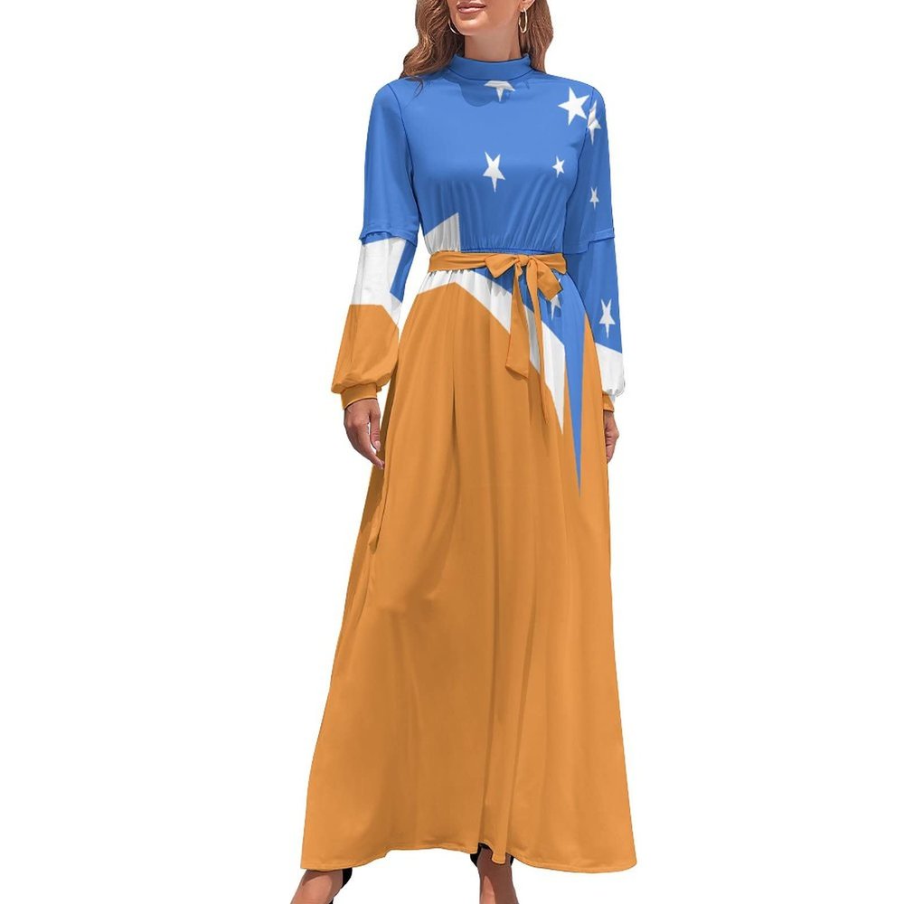 Skirts for Womens Summer Fall Dress Top Tierra Del Fuego Province-Argentina Flag Casual V Neck Long Dress for Fashion Womens Dress XS