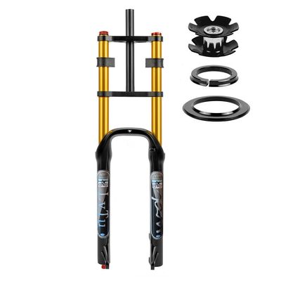 LvTu Snow Bike Front Fork 26 Inch 4.0 Fat Tire Double Shoulder for Mountain Bike Beach Shock Absorber Suspension Fork 135mm (Color : Black Gold)