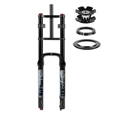LvTu Snow Bike Front Fork 26 Inch 4.0 Fat Tire Double Shoulder for Mountain Bike Beach Shock Absorber Suspension Fork 135mm (Color : Black)