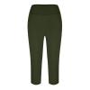 XUNRYAN Womens Capri Yoga Pants with Pockets Essential High Waisted Legging for Workout Active Gym Biker Athletic Pants Army Green view 3