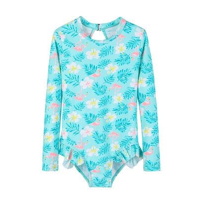 Girls Rash Guard Swimsuit UV 50+ Long Sleeve One Piece Swimwear (as1, Numeric, Numeric_12, Regular) Rainbow