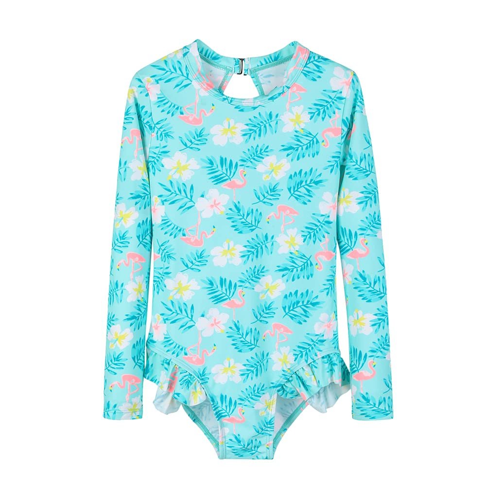 Girls Rash Guard Swimsuit UV 50+ Long Sleeve One Piece Swimwear (as1, Numeric, Numeric_12, Regular) Rainbow