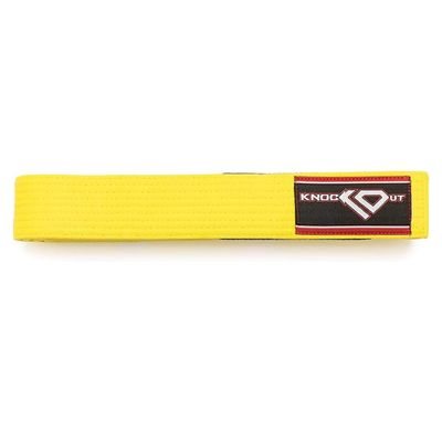 KO Sports Youth Brazilian Jiu Jitsu Belt, BJJ Gi Belt for Kids with Ranking Bar, 100% Cotton Durable Weave for Ages 4-15, All Ranks Available for Ages 4-15 for Training and Competition (Yellow, M0)