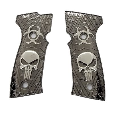 Grips America Custom Sig P320 AXG Metal Grip P320 AXG Grips Skull Sig P320 Black Nickel