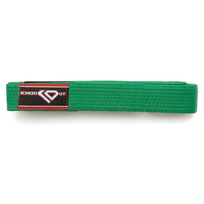 KO Sports Youth Brazilian Jiu Jitsu Belt, BJJ Gi Belt for Kids with Ranking Bar, 100% Cotton Durable Weave for Ages 4-15, All Ranks Available for Ages 4-15 for Training and Competition (Green, M1)