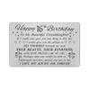 DEGASKEN 16th Birthday Card for Granddaughter - Granddaughter 16th Birthday Card - Happy Sweet 16 Birthday Cards Gifts for Girls - Beautiful Metal Engraved Wallet Cards view 1