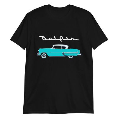 1954 Chevy Bel Air Turquoise Antique Classic Car Collector Cars Short-Sleeve Unisex T-Shirt