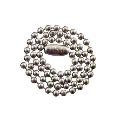18 Inch Ball Chain Necklace, T304 Stainless Steel 2.4mm, Made in The USA (100 Pack)