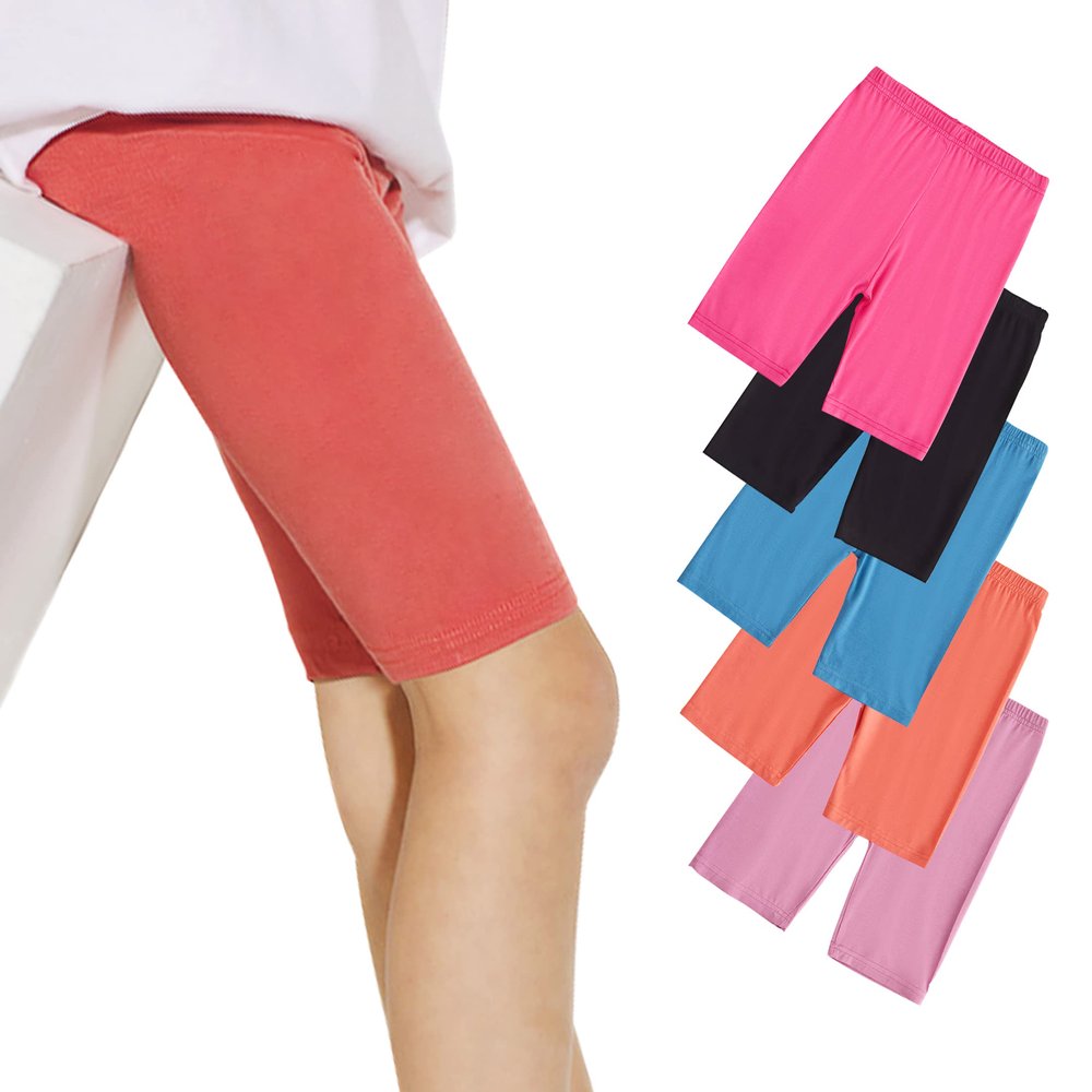 5 Pack Dance Shorts Girls Bike Short Breathable and Safety Solid Plain Toddlers & Girls Shorts Under Dresses 5 Color (as1, age, 8_years, 9_years)