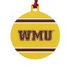 GRAPHICS & MORE Western Michigan University WMU Stripes Aluminum Holiday Christmas Tree Ornament - 3.0" (7.6 cm) x 3.37" (8.6 cm) view 1