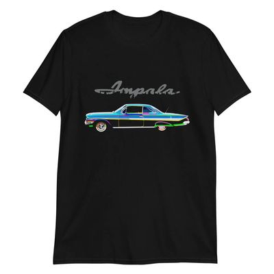 1961 Chevy Impala Bubble Top Classic Car Custom Design Short-Sleeve Unisex T-Shirt Black