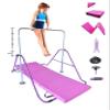 Gymnastics Training Kip Bar for Kids with 6'x2' Tumble Mat | Height Adjustable Horizontal Bar Indoor Home Gym | Folding Jungle Gym Monkey Bar Junior Gymnastic Training Bar Gymnastic Equipment (Purple) view 1