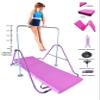 Gymnastics Training Kip Bar for Kids with 6'x2' Tumble Mat | Height Adjustable Horizontal Bar Indoor Home Gym | Folding Jungle Gym Monkey Bar Junior Gymnastic Training Bar Gymnastic Equipment (Purple) view 3