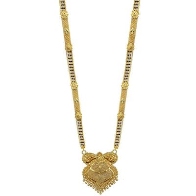 Aport Home Presents Traditional Necklace Pendant Gold Palted Glorious Hand Meena 30 Inch Long Mangalsutra/Tanmaniya/Nallapusalu/Black Beads Mangalsutr for Women Gold #Aport-1439