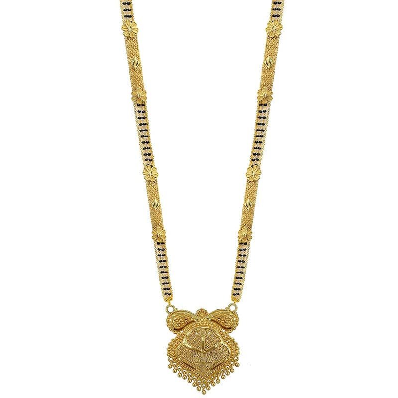 Aport Home Presents Traditional Necklace Pendant Gold Palted Glorious Hand Meena 30 Inch Long Mangalsutra/Tanmaniya/Nallapusalu/Black Beads Mangalsutr for Women Gold #Aport-1439