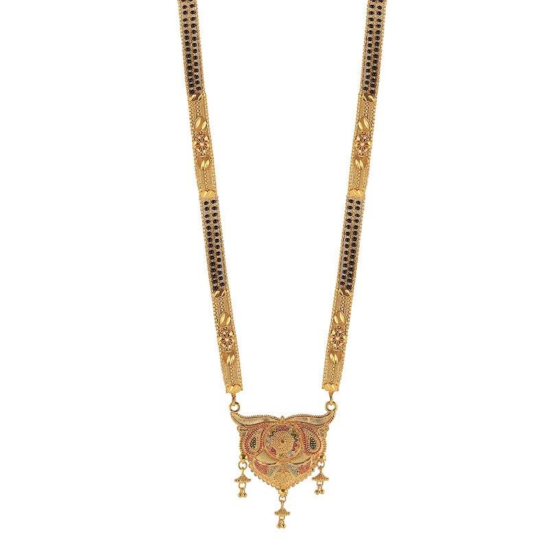 Frienemy Home Presents Traditional One Gram Gold Glorious Hand Meena 30 Inch Long Mangalsutra/Tanmaniya/Nallapusalu/Black Beads Mangalsutr for Women Gold Long Chain #Frienemy-1731