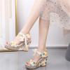 HINDOLA Womens Summer Espadrille Sandals Platform Casual Lace Up Closed Toe High Heel Beach Shoes Sandals for Women Wedge view 2